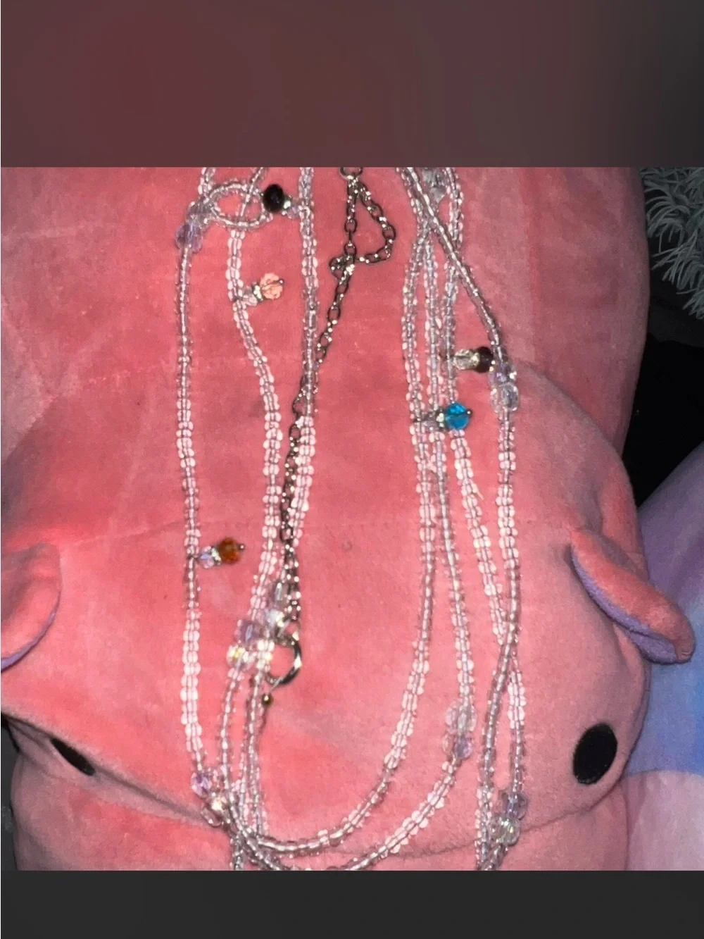 Multi-Strand Crystal Bead Necklace in Clear with Accent Beads